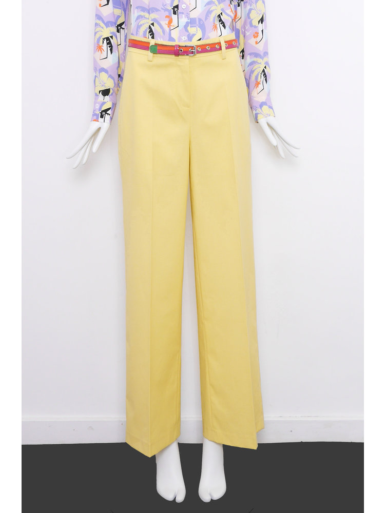 SIS by Spijkers en Spijkers Pants with straight wide bottom in light yellow cotton