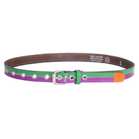 Horizontal striped belt green fuchsia orange