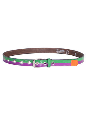 SIS by Spijkers en Spijkers Horizontal striped belt green purple orange tip