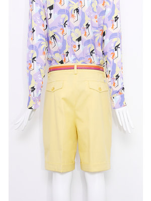 SIS by Spijkers en Spijkers light yellow cotton bermuda shorts with pleat and turn up