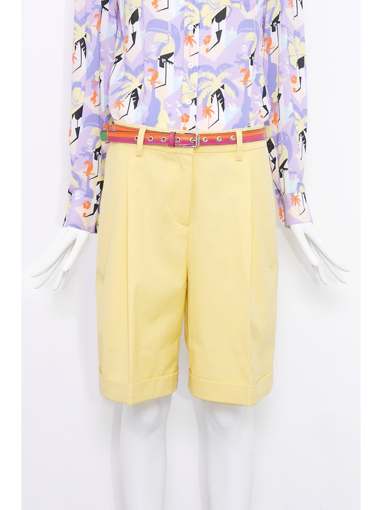 SIS by Spijkers en Spijkers light yellow cotton bermuda shorts with pleat and turn up