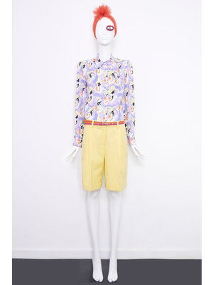 SIS by Spijkers en Spijkers light yellow cotton bermuda shorts with pleat and turn up