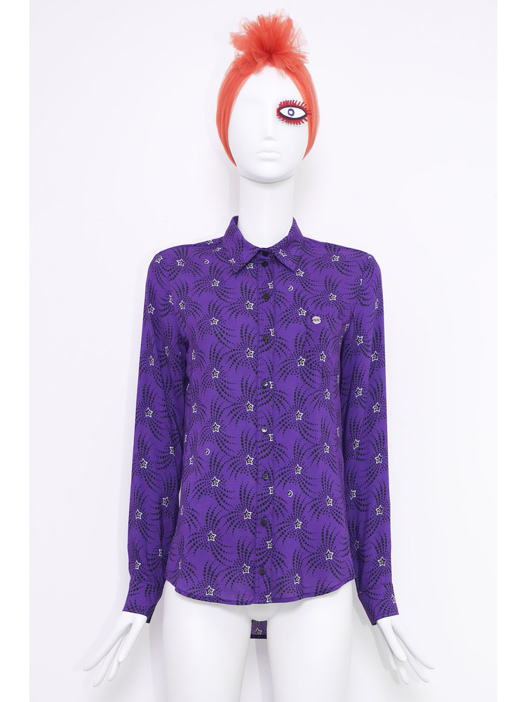 SIS by Spijkers en Spijkers Klassieke blouse, paars met shooting STAR print