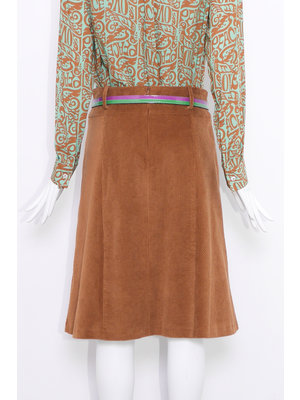 SIS by Spijkers en Spijkers Diagonal ribcord  skirt with brown colour