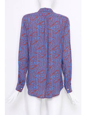 SIS by Spijkers en Spijkers classic viscose blouse in blue and bordeaux  LOVE BIRD print