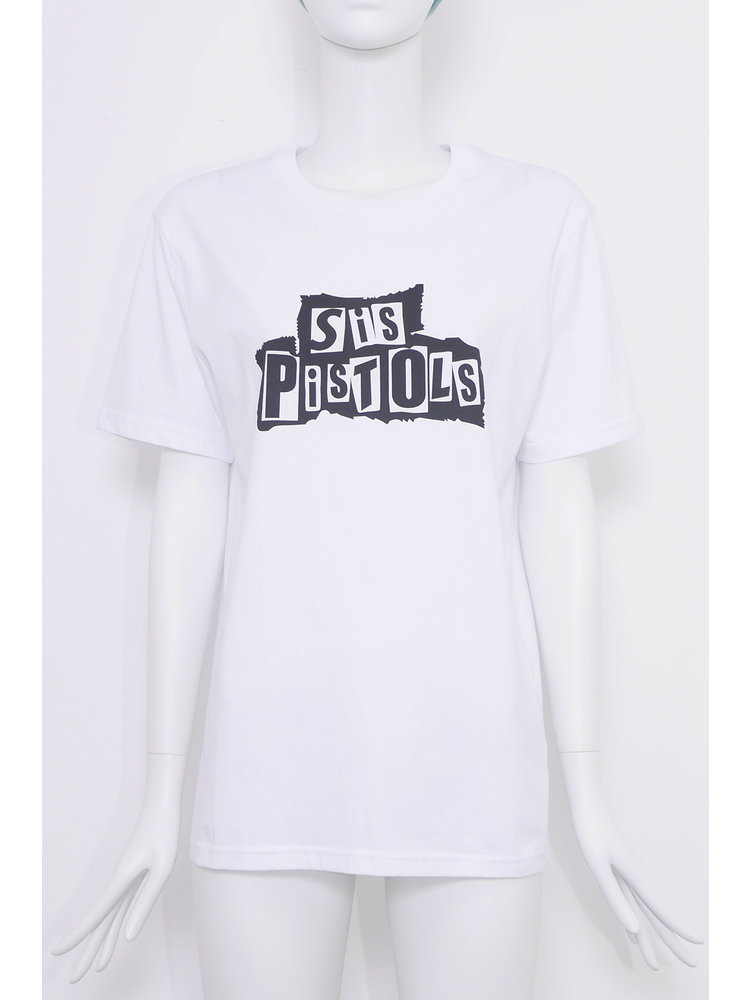 SIS by Spijkers en Spijkers katoenen T-shirt met SIS PISTOLS print