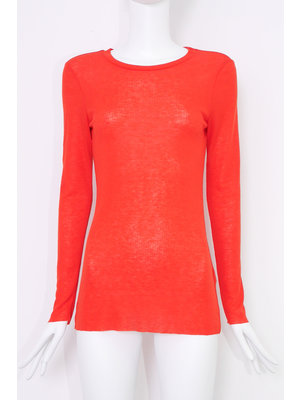 T-shirt Long Sleeves Red  30% Wool 70% Tencel