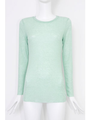 SIS by Spijkers en Spijkers Mint T-shirt with  Long Sleeves in fine Wool-Tencel jersey rib