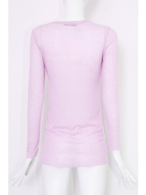 SIS by Spijkers en Spijkers Lilac T-shirt with Long Sleeves in fine Wool-Tencel jersey rib