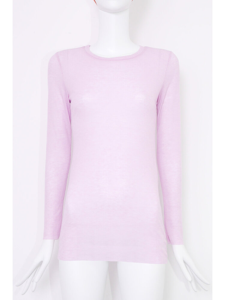 SIS by Spijkers en Spijkers Lilac T-shirt with Long Sleeves in fine Wool-Tencel jersey rib