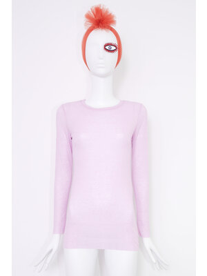 SIS by Spijkers en Spijkers Lilac T-shirt with Long Sleeves in fine Wool-Tencel jersey rib