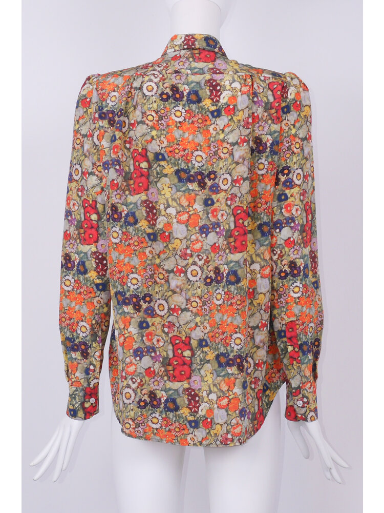 SIS by Spijkers en Spijkers 100% zijde blouse met ronde kraag en pofmouw in Klimt flower print