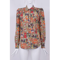 123 silk round collar blouse