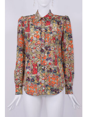 SIS by Spijkers en Spijkers 100% zijde blouse met ronde kraag en pofmouw in Klimt flower print