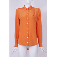 127  Little  Blouse 100%  SILK  orange crepe de chine