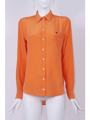 SIS by Spijkers en Spijkers 127  Little  Blouse  100%  SILK  orange crepe de chine