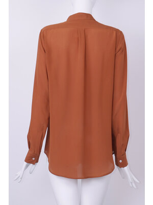 SIS by Spijkers en Spijkers chocolat brown classic blouse in  100%  SILK  brown crepe de chine