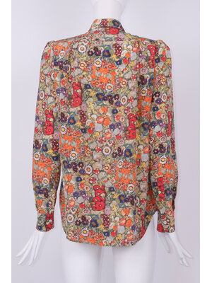 SIS by Spijkers en Spijkers viscose-crepe  blouse with round collar and puff sleeves in Klimt flower print