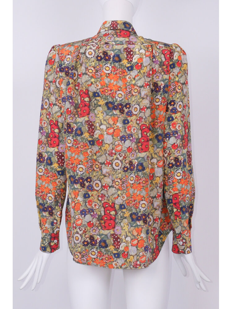 SIS by Spijkers en Spijkers viscose -crepe  blouse met ronde kraag en pofmouw in Klimt flower print
