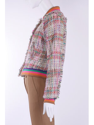 SIS by Spijkers en Spijkers bomber jacket in multi colour wollen tweed