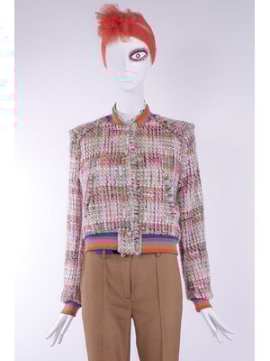 SIS by Spijkers en Spijkers bomber jacket in multi colour wollen tweed