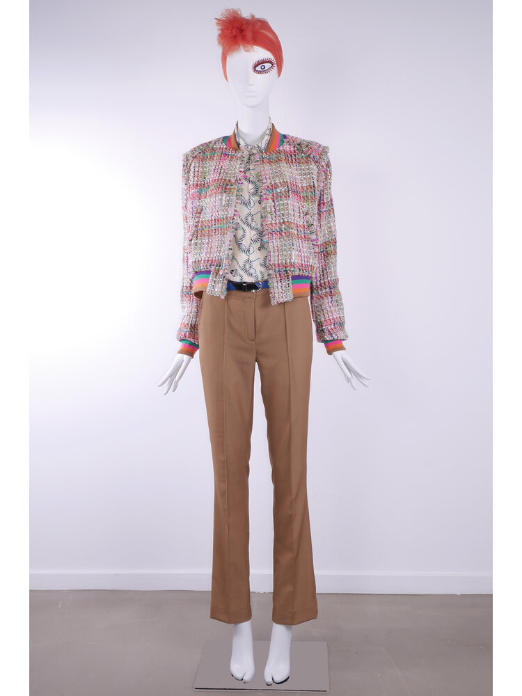 SIS by Spijkers en Spijkers bomber jacket in multi colour wollen tweed