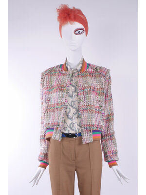 SIS by Spijkers en Spijkers bomber jacket in multi colour wollen tweed