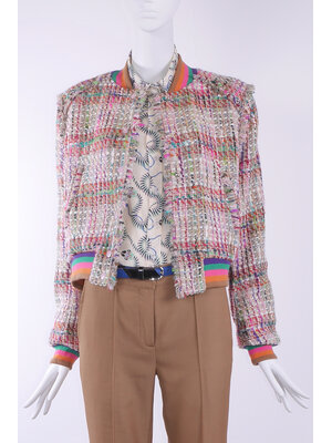 SIS by Spijkers en Spijkers bomber jacket in multi colour wollen tweed