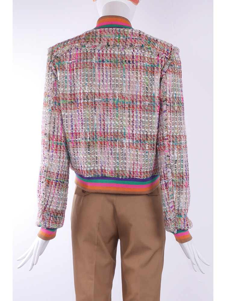 SIS by Spijkers en Spijkers bomber jacket in multi colour wollen tweed