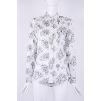 Cotton blouse white with black cloud travel print