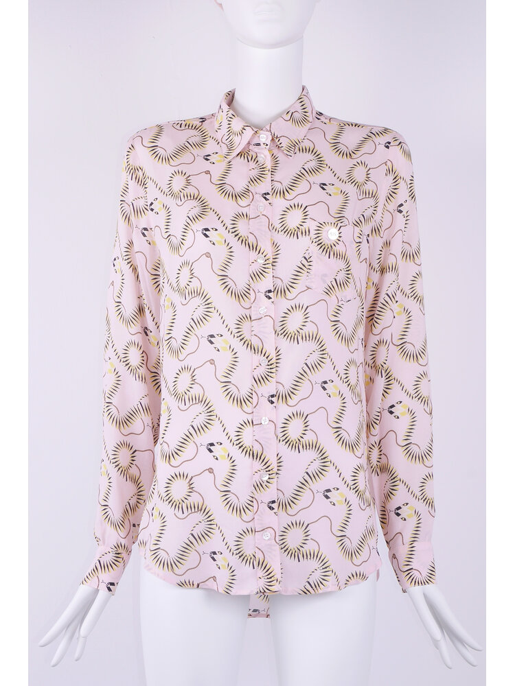 Classic viscose blouse with rose snake print