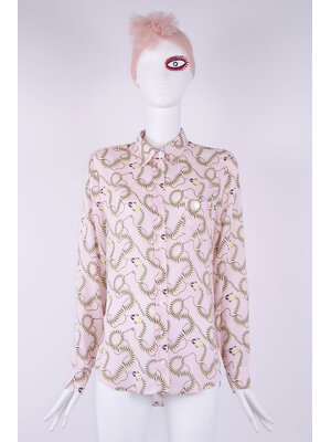 Classic viscose blouse with rose snake print