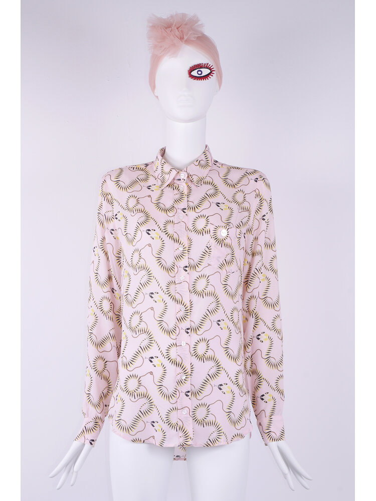 klassieke viscose blouse met rose snake print