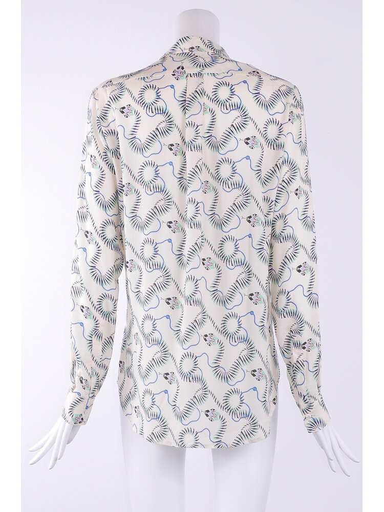 Classic viscose blouse with green snake print