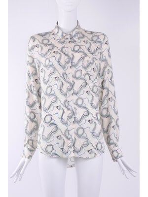 Classic viscose blouse with green snake print