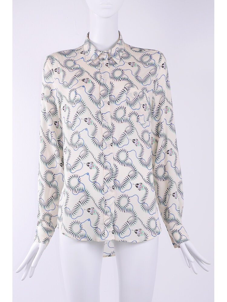 klassieke viscose blouse met green snake print