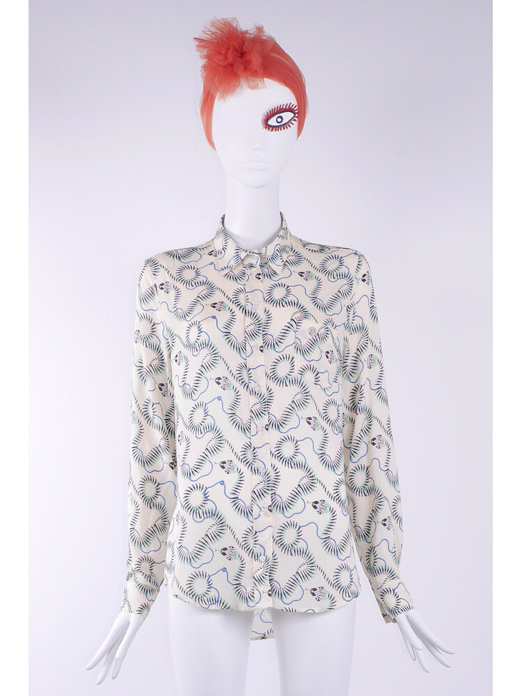 klassieke viscose blouse met green snake print