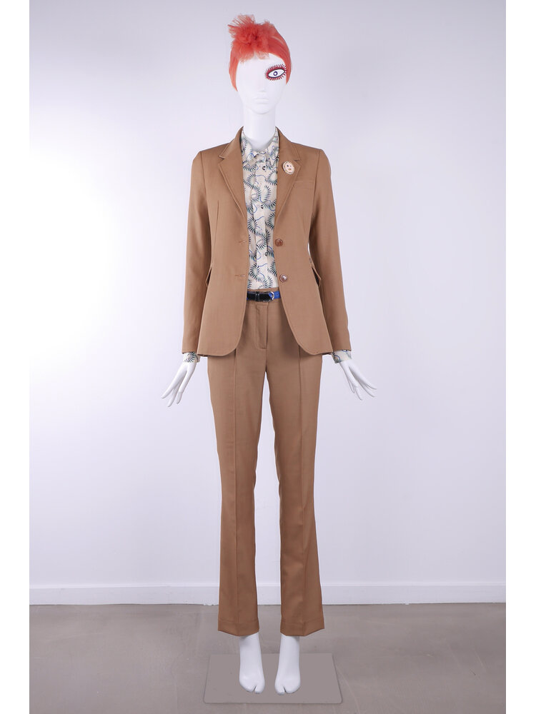 SIS by Spijkers en Spijkers Slim fitted colbert jacket in brown melange, wool linen blend