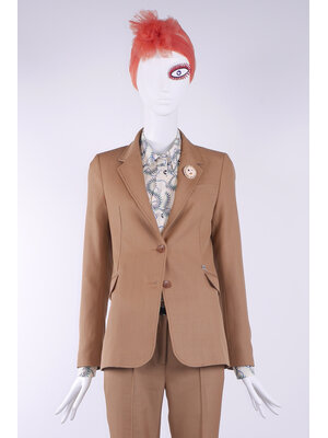 SIS by Spijkers en Spijkers Slim fitted colbert jacket in brown melange, wool linen blend