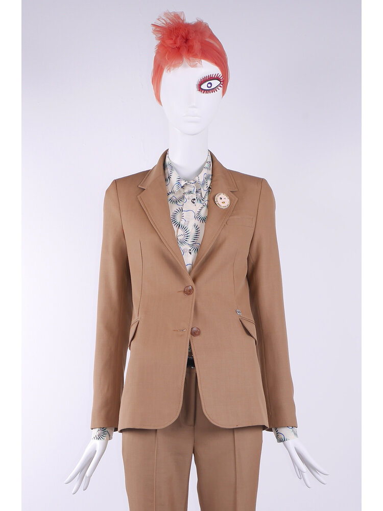 SIS by Spijkers en Spijkers Slim fitted colbert jacket in brown melange, wool linen blend