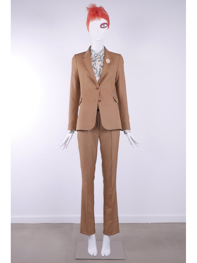 SIS by Spijkers en Spijkers Slim fitted colbert jacket in brown melange, wool linen blend