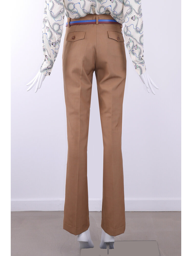 SIS by Spijkers en Spijkers Classic trousers with flair bottom in brown melange wool linnen blend