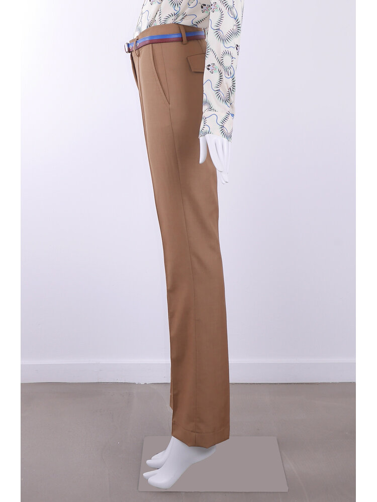 SIS by Spijkers en Spijkers Classic trousers with flair bottom in brown melange wool linnen blend