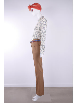 SIS by Spijkers en Spijkers Pantalon met flair pijp in bruin melange  wol linnen blend