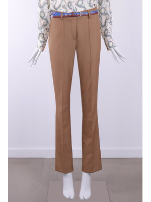 SIS by Spijkers en Spijkers Pantalon met flair pijp in bruin melange  wol linnen blend