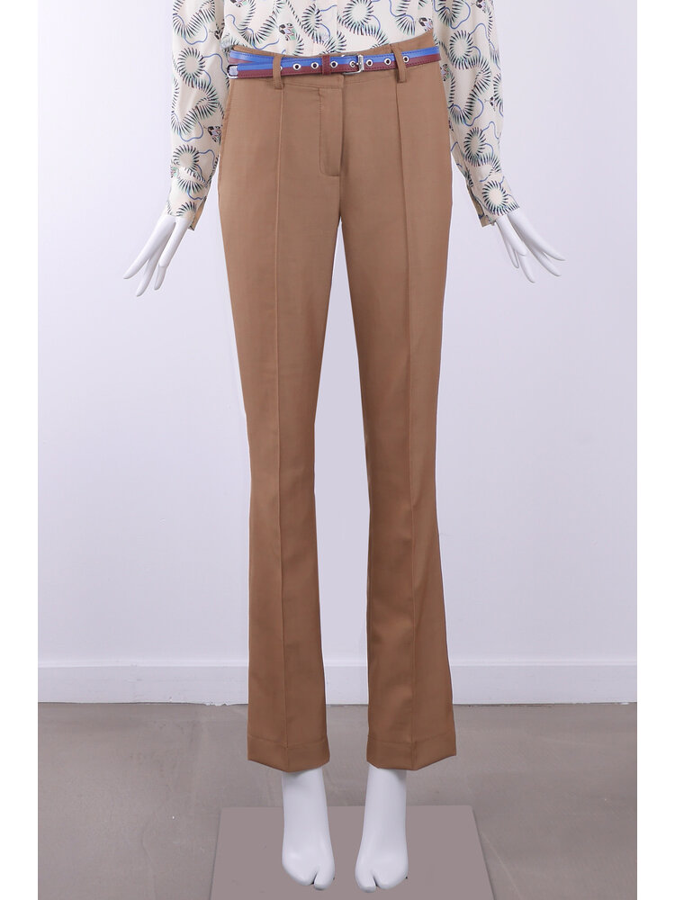 SIS by Spijkers en Spijkers Pantalon met flair pijp in bruin melange  wol linnen blend