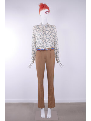 SIS by Spijkers en Spijkers Pantalon met flair pijp in bruin melange  wol linnen blend