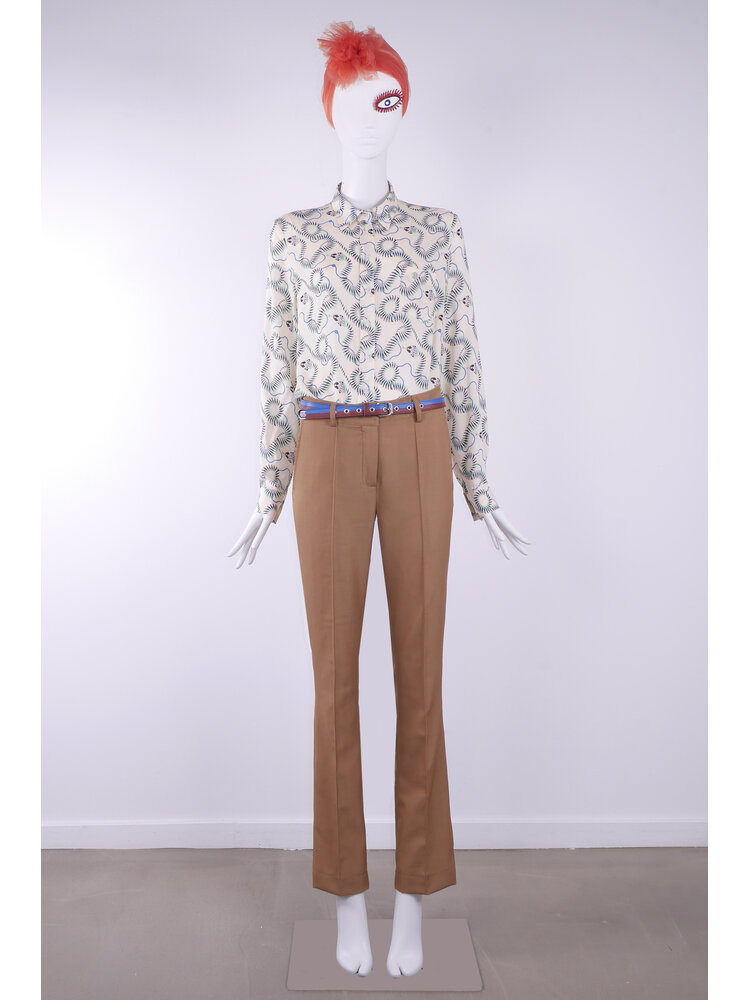 SIS by Spijkers en Spijkers Pantalon met flair pijp in bruin melange  wol linnen blend