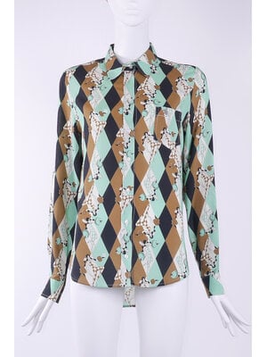 SIS by Spijkers en Spijkers 127 HG Little Blouse  green harlequin print
