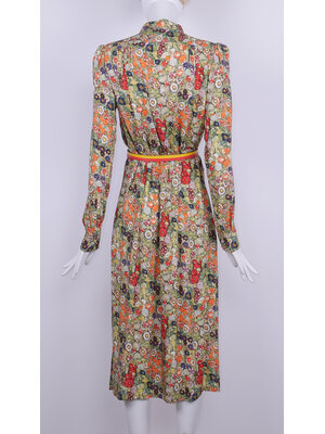 SIS by Spijkers en Spijkers viscose buttontrough dress with round collar, puff sleeves and sideslits
